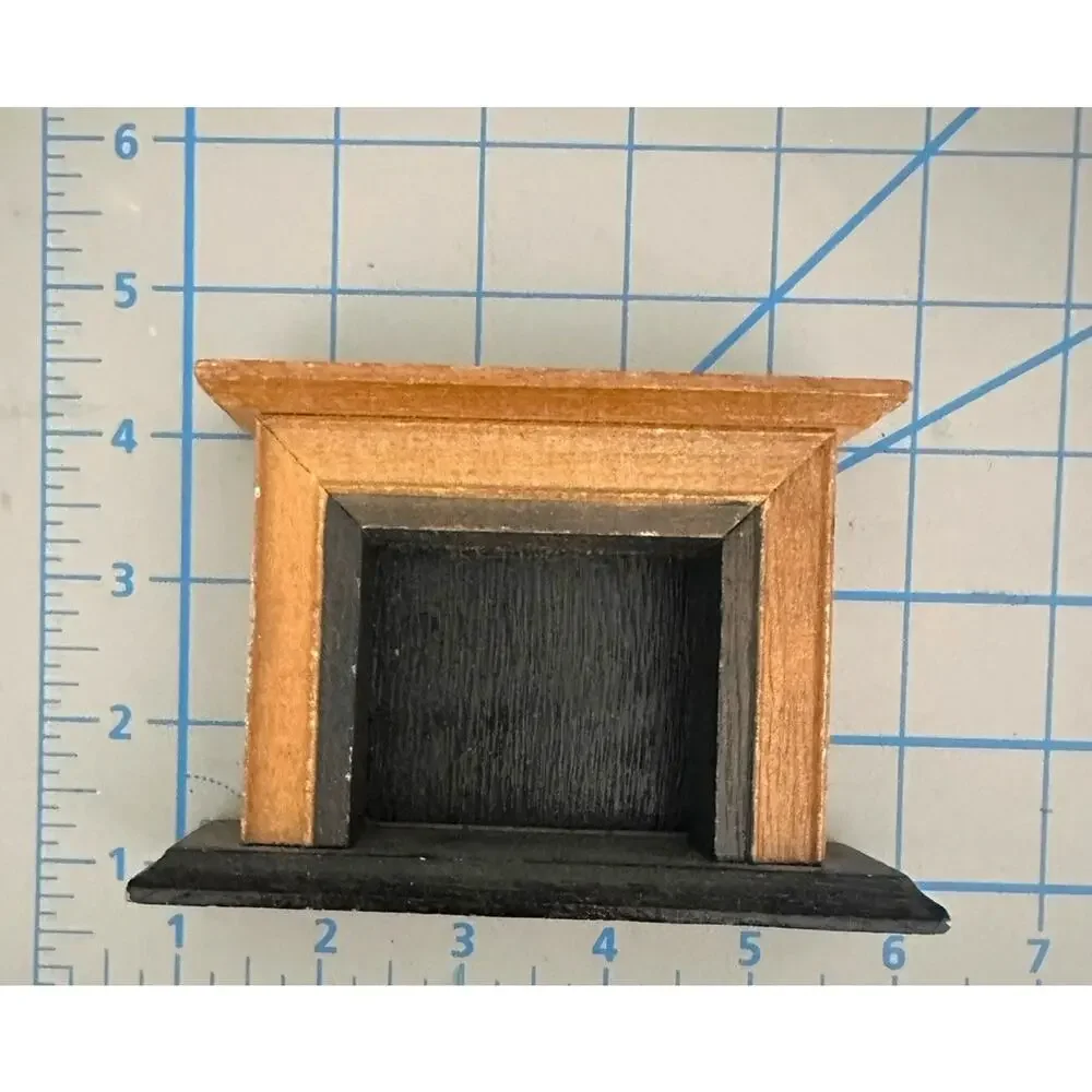 Vintage Miniature Wooden Dollhouse Fireplace Metal Tolls & Billow 3 Piece Lot